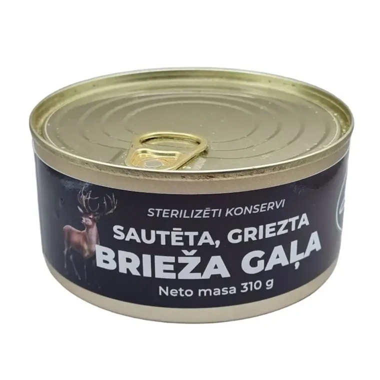 Sterilizēti brieža gaļa konservi, sautēta, 310 g